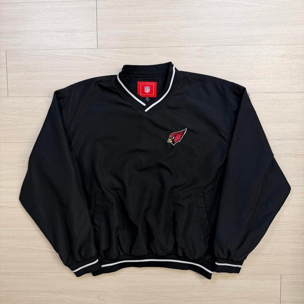 NFL Arizona Cardinals Black Windbreaker Jacket Mens Size Large Football
